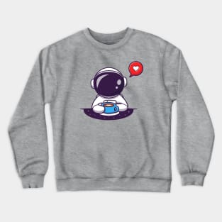 Cute Astronaut Drinking Coffee Crewneck Sweatshirt